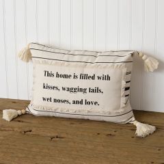 Kisses and Wagging Tails Throw Pillow With Tassels