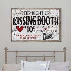 Kissing Booth Step Right Up Canvas Wall Sign