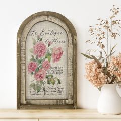 La Boutique Pink Rose Framed Linen Wall Art