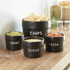 Labeled Ceramic Snack Bowl Collection Set of 4