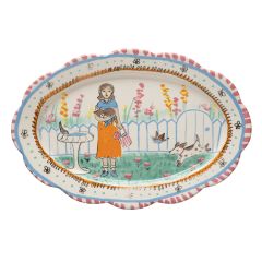 Lady in Garden Decorative Ceramic Platter