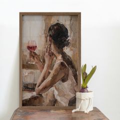 Lady Sipping Wine Framed Wall Art