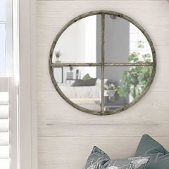 Large Round Framed Wall Mirror