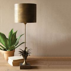 Leaf Accent Antiqued Gold Metal Table Lamp