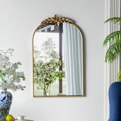 Leaf Accent Arched Elegance Horizontal Wall Mirror