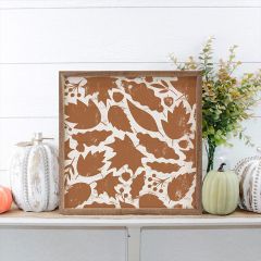 Leaf Pattern White And Orange Wall Art