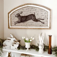 Leaping Rabbit Framed Linen Wall Art