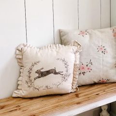 Leaping Rabbit Ruffled Accent Pillow