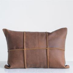 Leather And Felt Throw Pillow