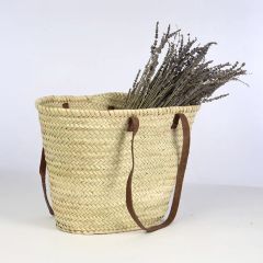 Leather Handled Oversized Straw Tote