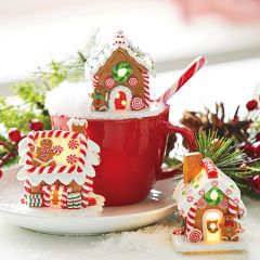 LED Gingerbread House Ornament Set of 3