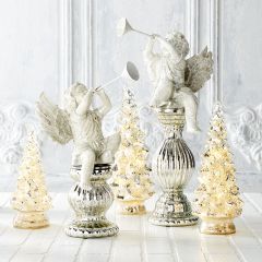 LED Mercury Glass Christmas Tree Set of 3