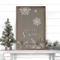 Let It Snow Snowflakes Gray Framed Wall Sign