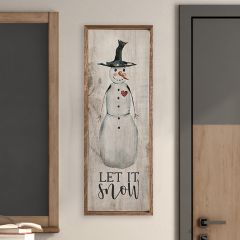Let It Snow Snowman Whitewash Wall Art