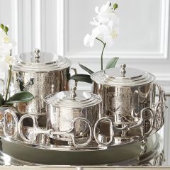 Lidded Decorative Metal Container Set of 3