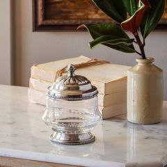 Lidded Etched Glass Vanity Canister
