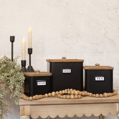 Lidded Labeled Kitchen Canisters Set of 3