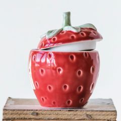Lidded Stoneware Strawberry Jar