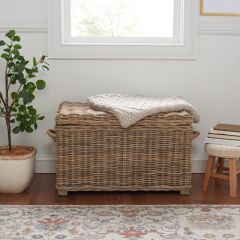 Lidded Wicker Storage Trunk