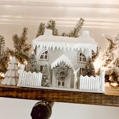 Light Up Snowy White Manor House