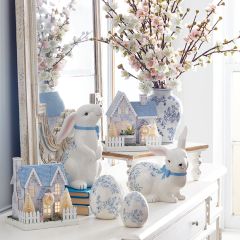 Lighted Blue Floral House Collection