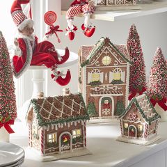 Lighted Christmas Gingerbread Village Two Chimney House 8.5 Inch