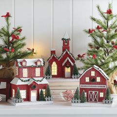 Lighted Christmas Village 12 Inch Set of 3