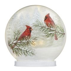 Lighted Crackle Glass Cardinal Globe