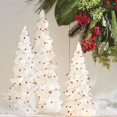 Lighted Glass Berry Tree Set of 3