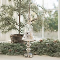 Lighted Glass Finial With Church Tabletop Decor