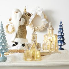 Lighted Holiday Church Set of 2