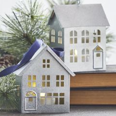 Lighted House Ornament Set of 2