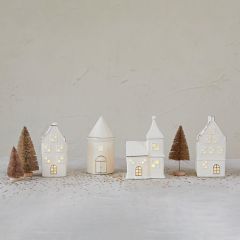 Lighted Stoneware House Figurine Collection