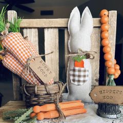 Linen Bunny Plushie With Carrot