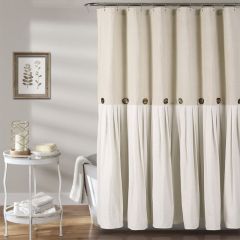 Linen Shower Curtain With Buttons