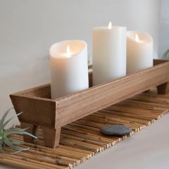 Long Footed Wood Trough Tray