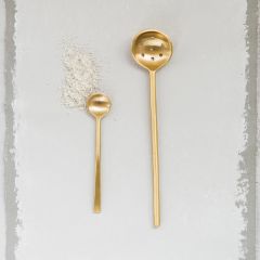 Long Handled Antique Brass Spoon Set of 2