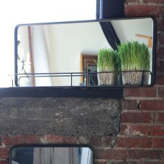 Long Metal Wall Mirror With Shelf
