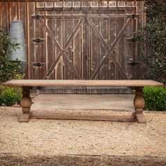 Long Rustic Wood Pedestal Dining Table