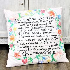 Love Never Fails Square Throw Pillow