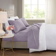Luxurious Cooling Purple Cotton Bed Sheet Set