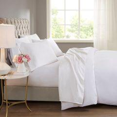 Luxurious Cooling White Cotton Bed Sheet Set