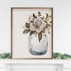 Magnolia And Cotton Vase Framed Wall Art