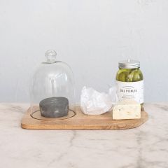 Mango Wood Cheese Board With Glass Cloche