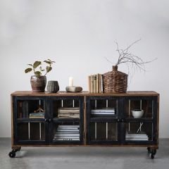 Mango Wood Console Table On Casters