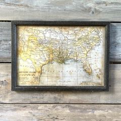 Map of The South Framed Wall Decor