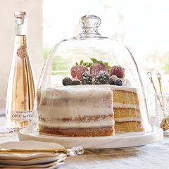 Marble Cake Plate and Glass Dome Set