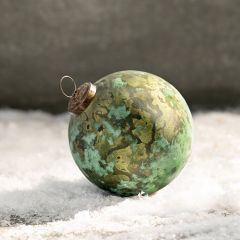 Marble Finished Glass Ball Ornament 4 Inch