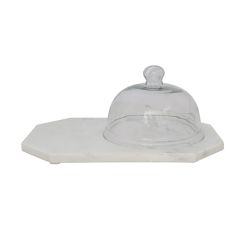 Marble Serving Tray with Glass Cloche Cover