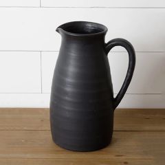Matte Black Ceramic Farmhouse Pitcher Vase 13 inch